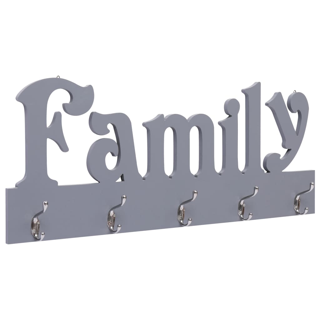 Nástěnný věšák FAMILY šedý 74 x 29,5 cm 284246