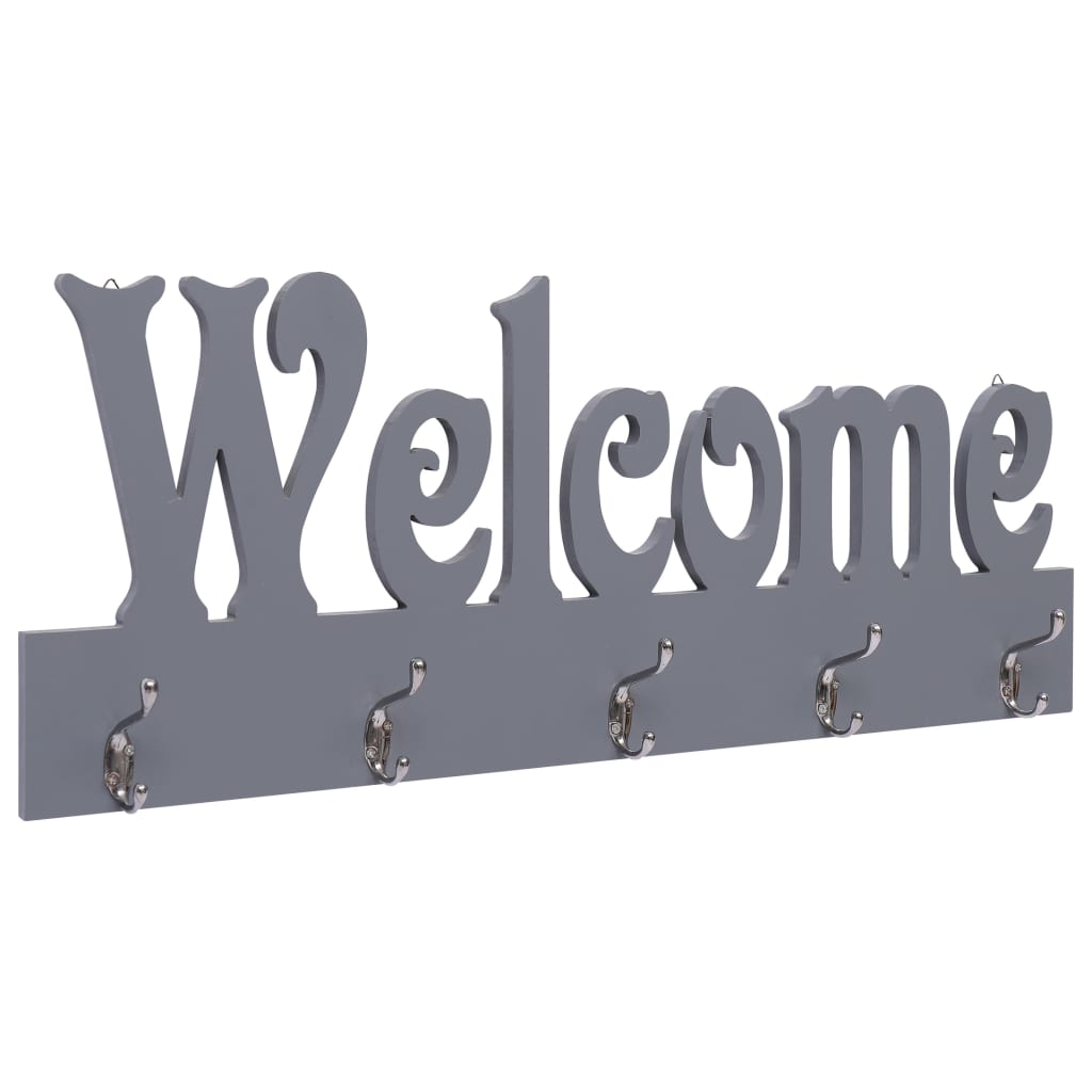 Nástěnný věšák WELCOME šedý 74 x 29,5 cm 284248