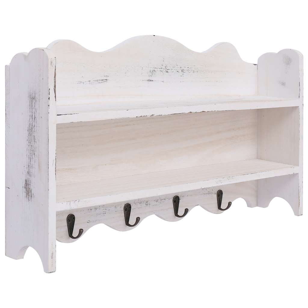 Nástěnný věšák bílý 50 x 10 x 30 cm dřevo 284235