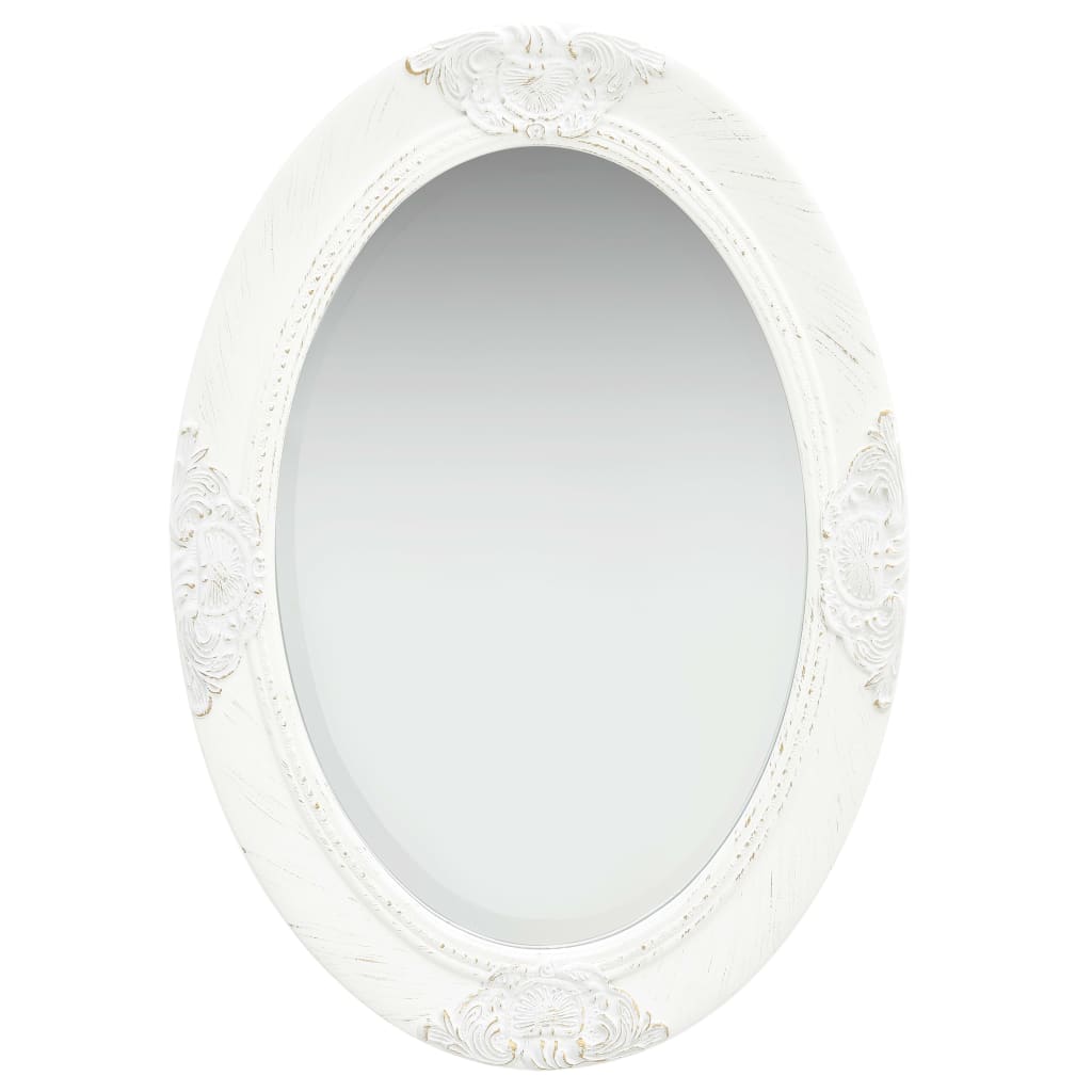 Nástěnné zrcadlo barokní styl 50 x 70 cm bílé 320352