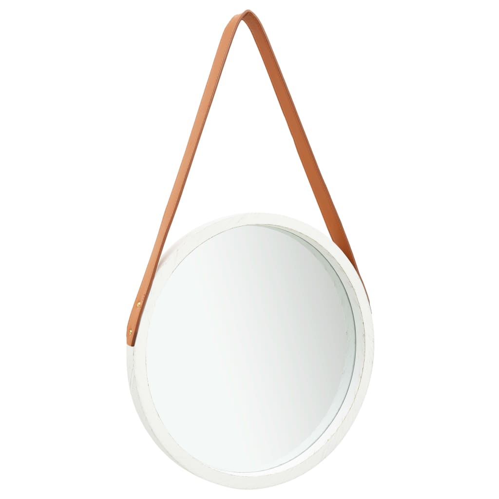 Nástěnné zrcadlo s popruhem 40 cm bílé 320360