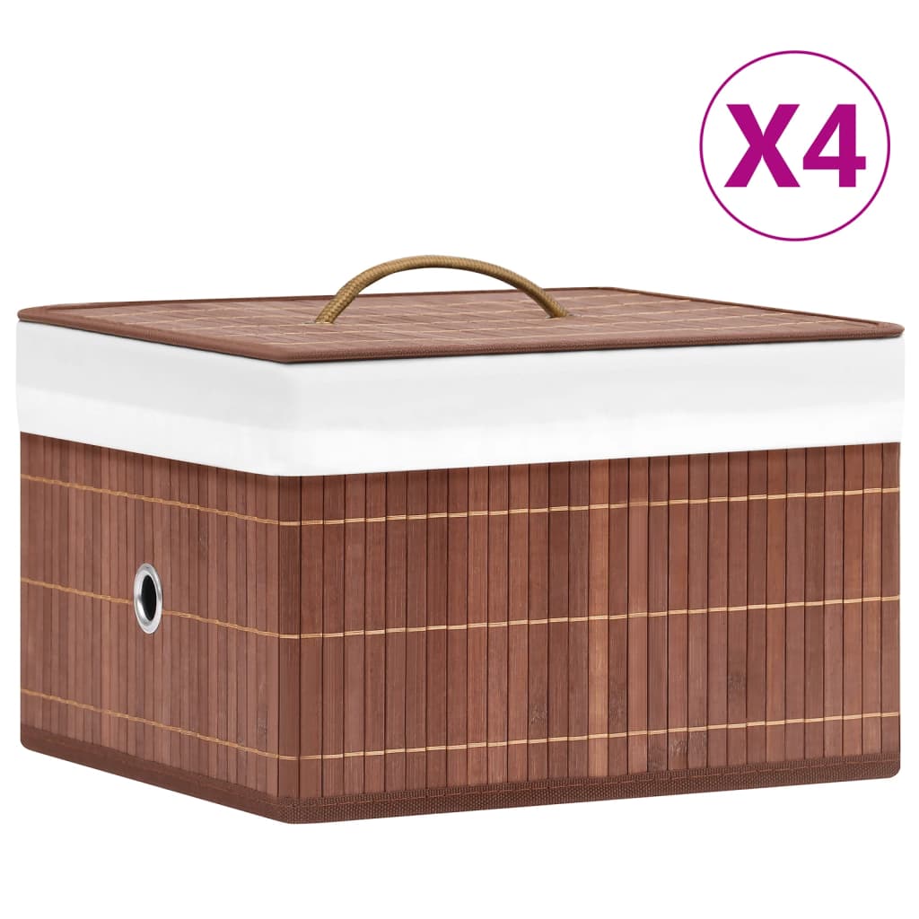 Bambusové úložné boxy 4 ks hnědé 320768
