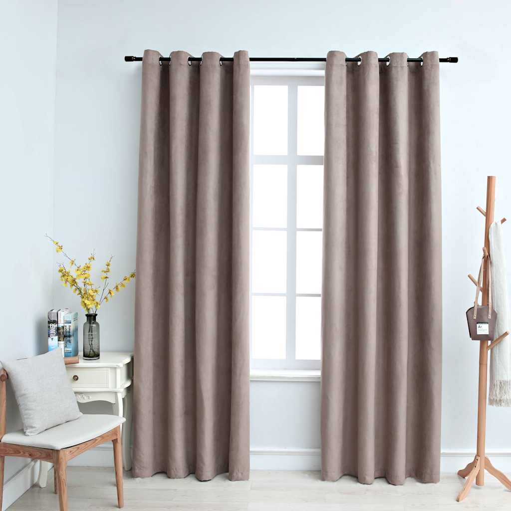Zatemňovací závěsy s kovovými kroužky 2 ks taupe 140 x 225 cm 134477