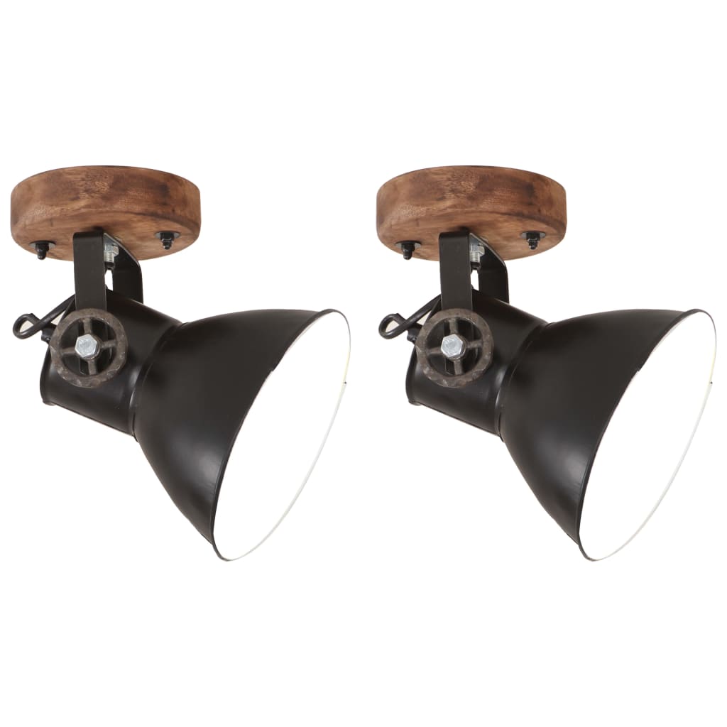 Industriální nástěnné/stropní lampy 2 ks černé 20 x 25 cm E27 320514