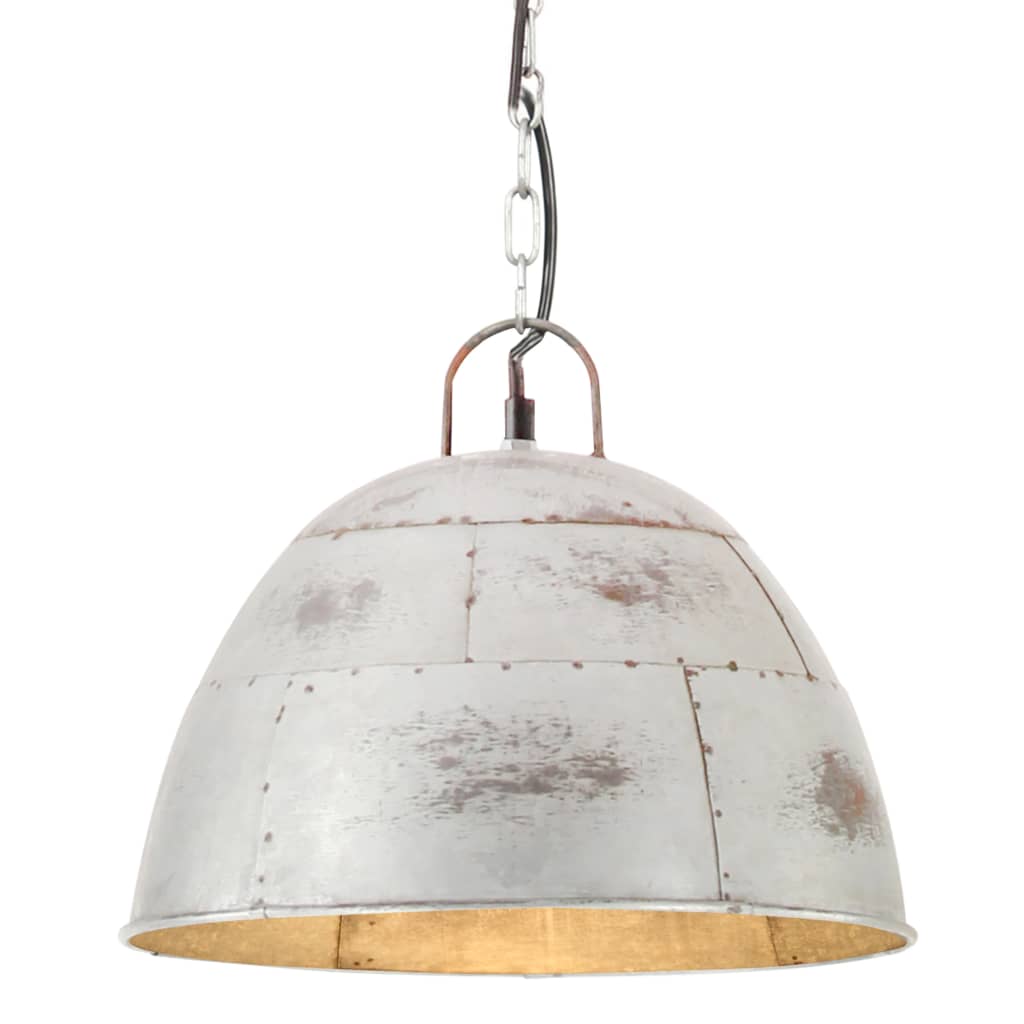 Industriální vintage závěsné svítidlo 25 W stříbrné kulaté 31cm 320546