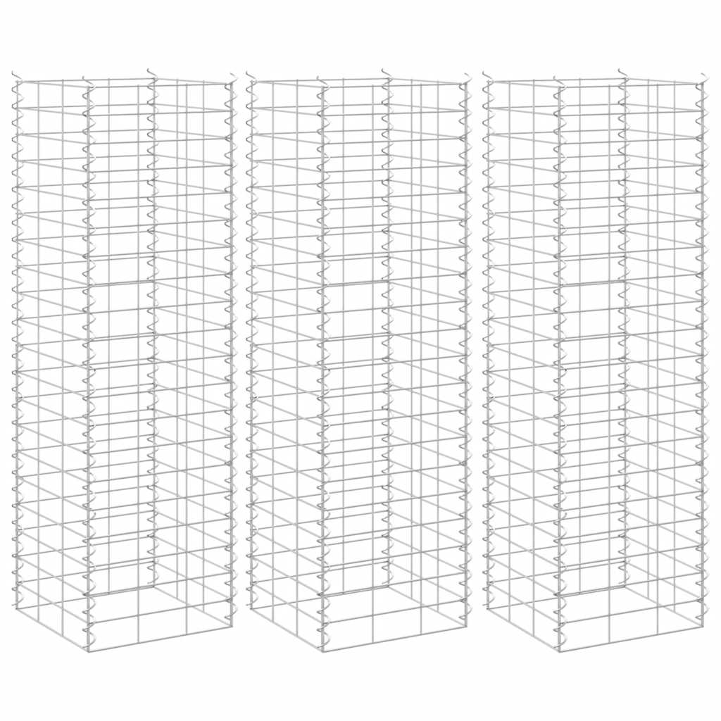 Gabionové vyvýšené záhony 3 ks 30 x 30 x 100 cm železo 151249