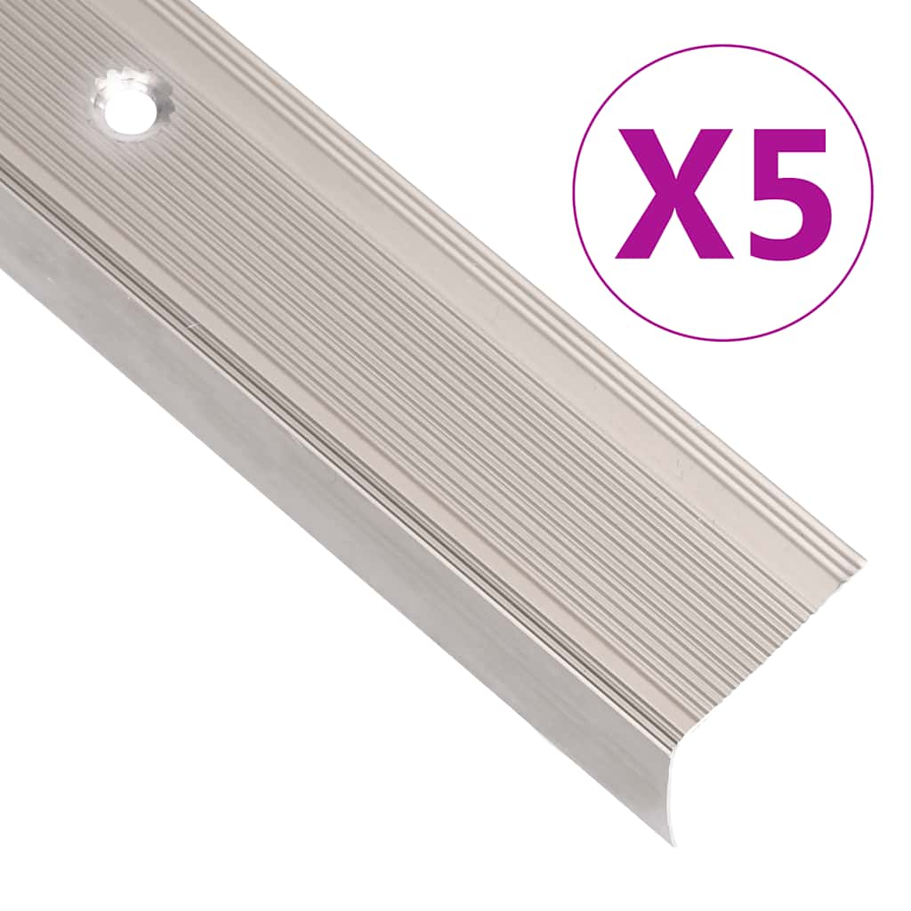 Schodové hrany ve tvaru L 5 ks hliník 90 cm šampaňské 146746