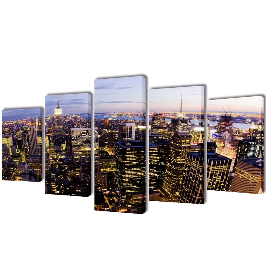 Sada obrazů, tisk na plátně, panoráma New Yorku, 200 x 100 cm 241547