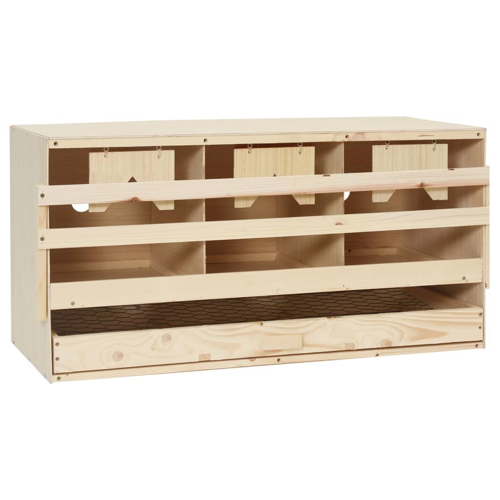 Snáškové hnízdo 3 boxy 72 x 33 x 38 cm masivní borové dřevo 170654