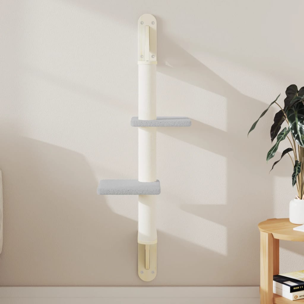 Nástěnné škrabadlo pro kočky se sloupkem světle šedé 108 cm 172411