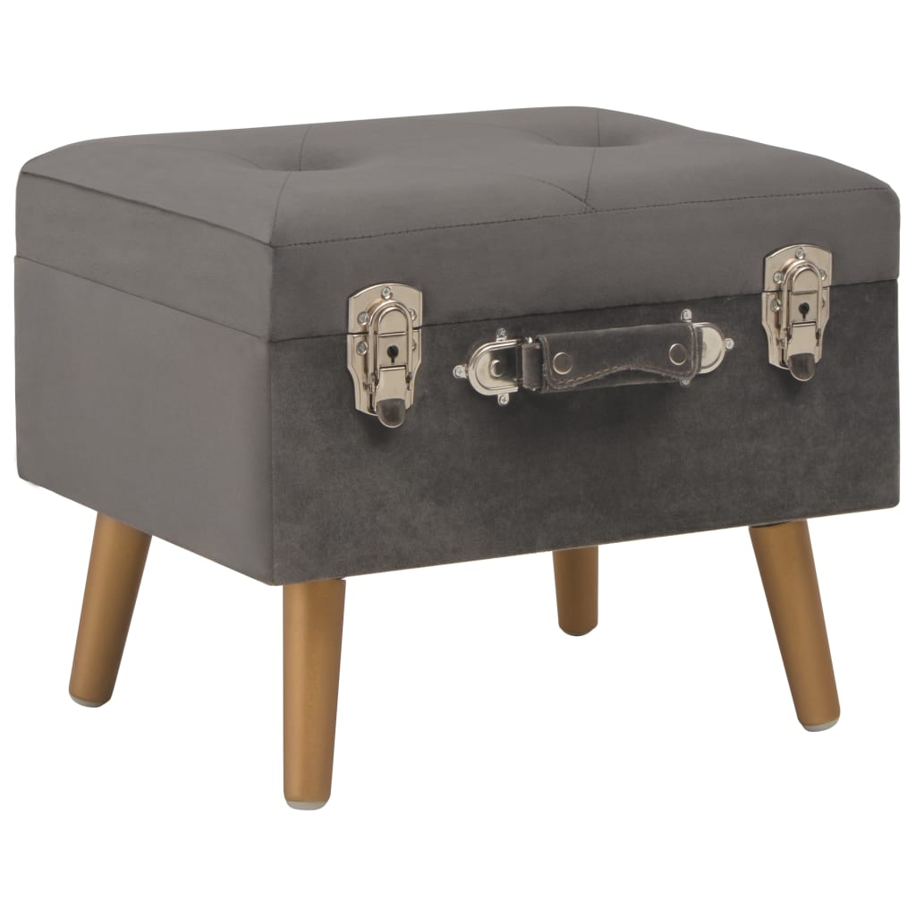 Stolička s úložným prostorem 40 cm šedá samet 329253