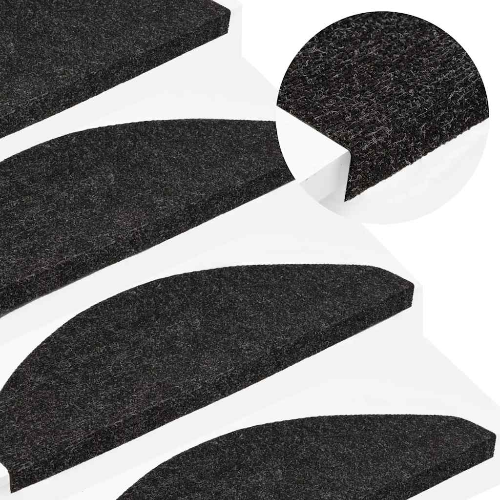 Samolepicí nášlapy na schody 15 ks 65x22,5x3,5 cm antracitové 136395