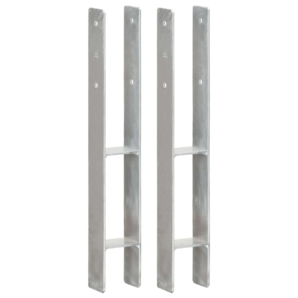 Plotové kotvy 2 ks stříbrné 8 x 6 x 60 cm pozinkovaná ocel 145296