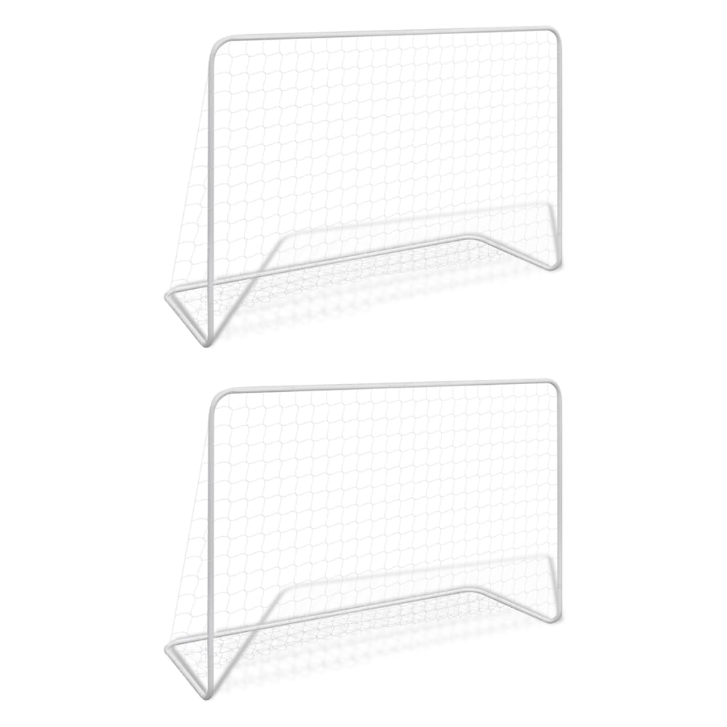 Fotbalové branky 2 ks se sítí 182 x 61 x 122 cm ocelové bílé 276047