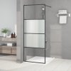 Sprchová zástěna walk-in černá 80x195 cm napůl mléčné ESG sklo 152125