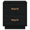Noční stolek černý 40 x 34 x 45 cm masivní borové dřevo 818333