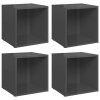 TV stolky 4 ks šedé vysoký lesk 37x35x37 cm kompozitní dřevo 805524