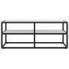 TV stolek černý s bílým mramorovým sklem 100 x 40 x 40 cm 322857