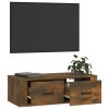 Závěsná TV skříňka kouřový dub 80 x 36 x 25 cm kompozitní dřevo 816837