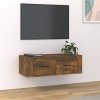 Závěsná TV skříňka kouřový dub 80 x 36 x 25 cm kompozitní dřevo 816837