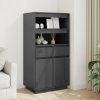 Skříň highboard šedá 60 x 40 x 116,5 cm masivní borové dřevo 814536