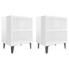 Noční stolky s kovovými nohami 2 ks lesklé bílé 40 x 30 x 50 cm 805810
