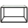 Konferenční stolek černý s bílým mramorovým sklem 60x60x35 cm 322873