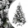 Vánoční stromek se sněhem a šiškami 150 cm PVC a PE