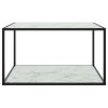 Konferenční stolek černý s bílým mramorovým sklem 90x90x50 cm 322913