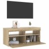 TV skříňka s LED osvětlením dub sonoma 90 x 35 x 40 cm 804385