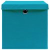 Úložné boxy s víky 10 ks 28 x 28 x 28 cm bledě modré 325234