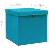Úložné boxy s víky 10 ks 28 x 28 x 28 cm bledě modré 325234