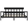Rám postele s čelem černý 200 x 200 cm masivní dřevo 3193360