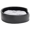 Pelíšek pro psy černý a šedý 79 x 70 x 19 cm plyš a umělá kůže 171254