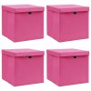 Úložné boxy s víky 4 ks růžové 32 x 32 x 32 cm textil
