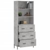 Skříň highboard betonově šedá 69,5x34x180 cm kompozitní dřevo 3189393
