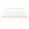 Rám postele s čelem bílý 200 x 200 cm masivní dřevo 3195177