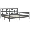 Rám postele s čelem šedý 200 x 200 cm masivní dřevo 3194398