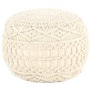 Ručně vyrobený sedací puf macramé 45 x 30 cm bavlna 324001