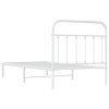 Kovový rám postele s čelem bílý 100 x 190 cm 352621