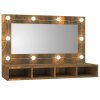 Zrcadlová skříňka s LED kouřový dub 90 x 31,5 x 62 cm 820457