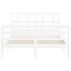 Rám postele s čelem bílý 140 x 190 cm masivní dřevo 3194812