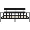 Rám postele s čelem černý 200 x 200 cm masivní dřevo 3193295