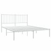 Kovový rám postele s čelem bílý 140 x 190 cm 350931