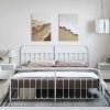 Kovový rám postele s hlavovým a nožním čelem bílý 193 x 203 cm 352651