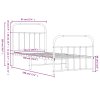 Kovový rám postele s hlavovým a nožním čelem černý 90 x 190 cm 352588