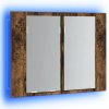 Zrcadlová skříňka s LED kouřový dub 60x12x45cm kompozitní dřevo 822841