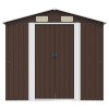 Zahradní domek na nářadí hnědý 204 x 132 x 186 cm ocel 47029