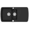 Kuchyňský dřez dvojitý žulový černý 142946