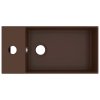 Koupelnové umyvadlo s přepadem keramické tmavě hnědé 146995